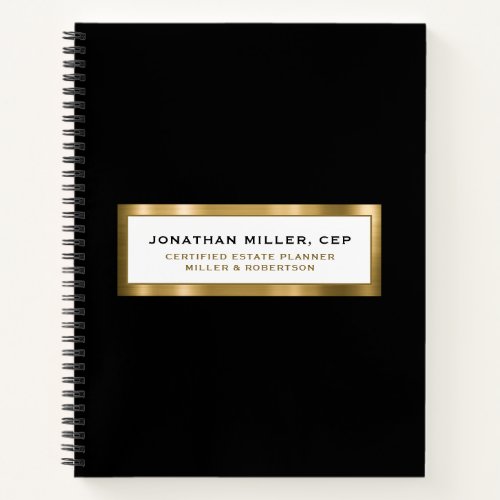 Professional Black Gold Customizable Window Notebook