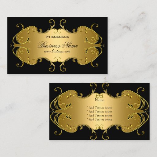 Customizable Professional Black Gold Elegant Business Business Cards