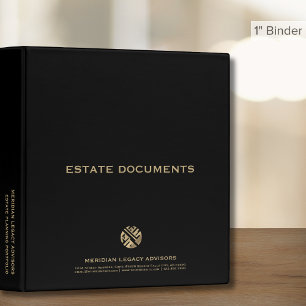 Professional Black Gold Estate Planning 3 Ring Binder