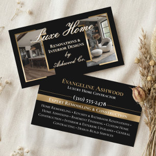 Professional Black Gold Home Remodeling Contractor Business Card