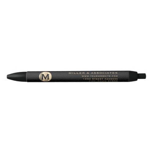 Professional Black Gold Initial Logo Black Ink Pen