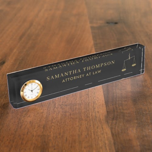 Professional Black  Gold Law Attorney Scale  Desk Name Plate