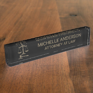 Professional Black Gold Lawyer Attorney Desk Name Plate