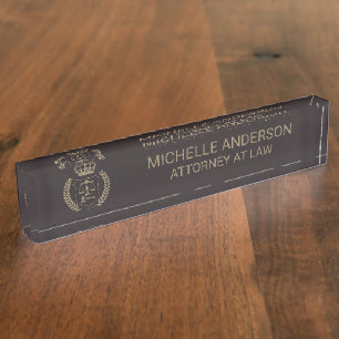 Professional Black Gold Lawyer Attorney Desk Name Plate