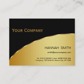 Professional Black Gold Metal Modern Elegant Business Card by sunbuds at Zazzle