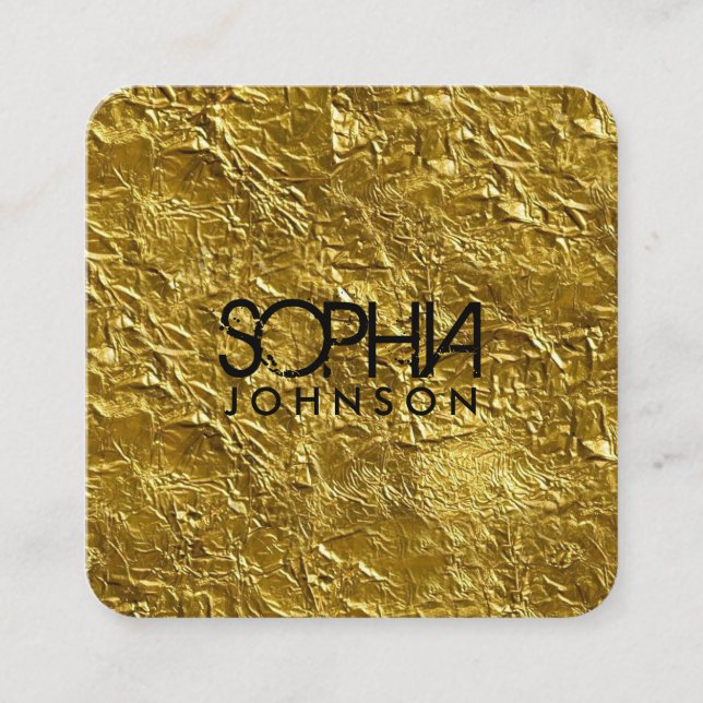 Professional Black & Gold Minimalist Social Media Square Business Card (Front)