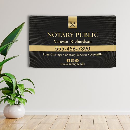 Professional Black  Gold Mobile Notary Business  Banner