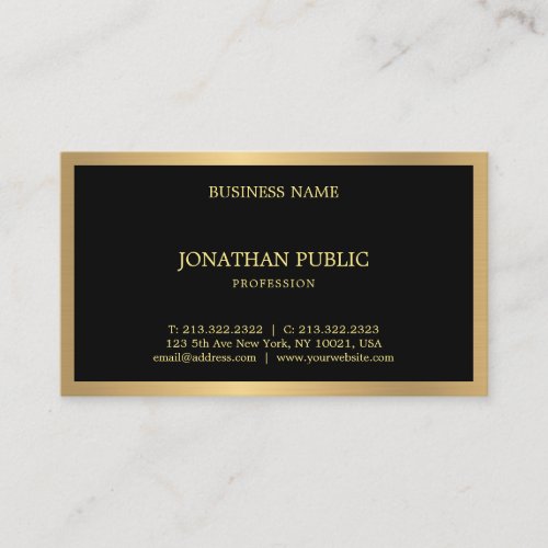Professional Black Gold Modern Elegant Template Business Card