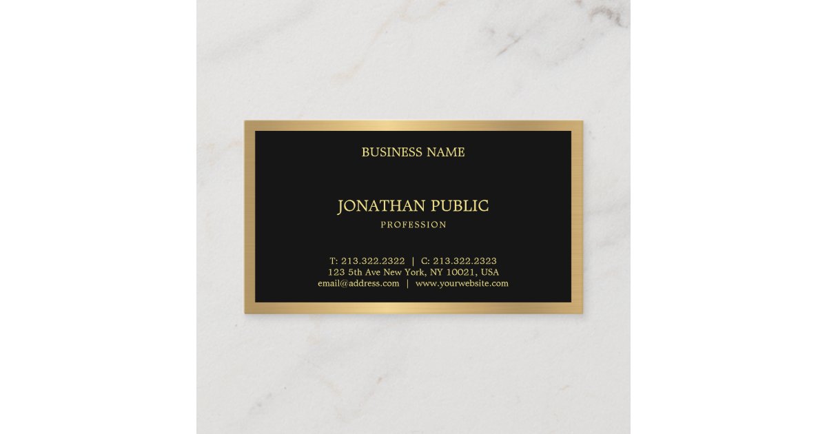 Professional Black Gold Modern Elegant Template Business Card | Zazzle