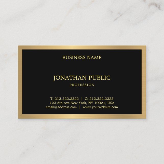 Professional Black Gold Modern Elegant Template Business Card (Front)