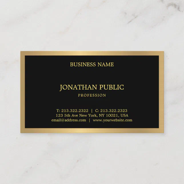 Professional Black Gold Modern Elegant Template Business Card | Zazzle