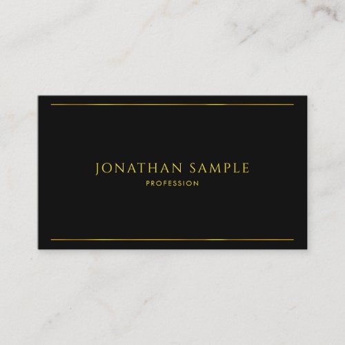 Professional Black Gold Modern Sophisticated Plain Business Card