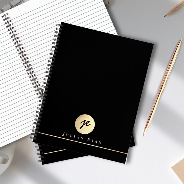 Professional Black Gold Monogram Executive Spiral Notebook (Professional Black Gold Monogram Executive Spiral Notebook)
