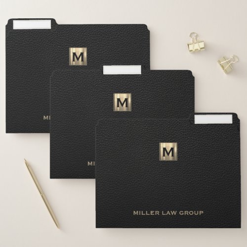 Professional Black Gold Monogram Luxury File Folder