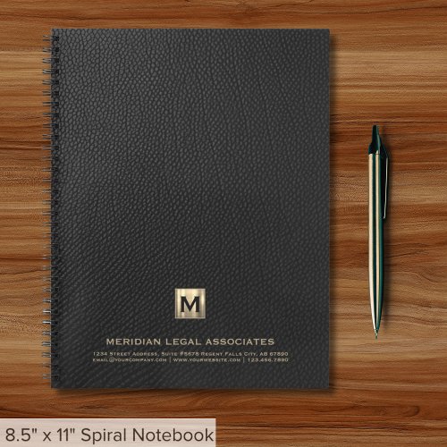 Professional Black Gold Monogram Notebook