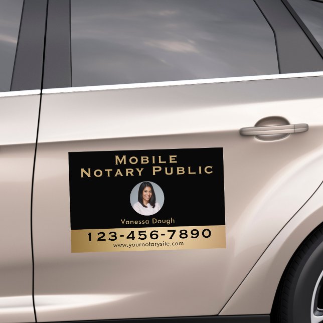 Professional Black & Gold Notary Business Photo  Car Magnet (Creator Uploaded)