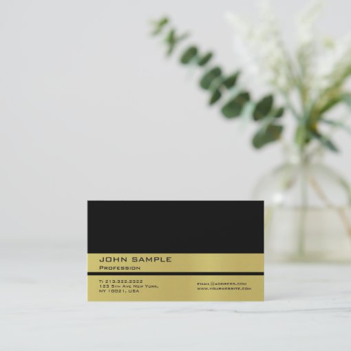 Professional Black Gold Premium Pearl Finished Business Card | Zazzle