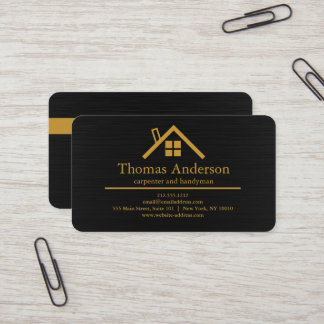 Professional Black Gold Real Estate Agent Wooden Business Card