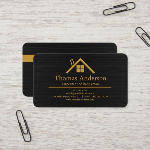 Professional Black Gold Real Estate Agent Wooden Business Card