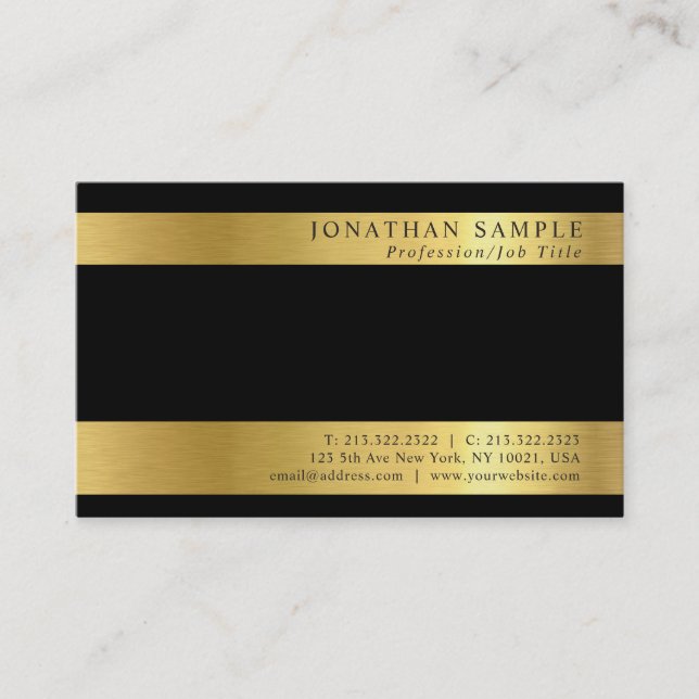 Professional Black Gold Signature UV Matte Luxe Business Card (Front)