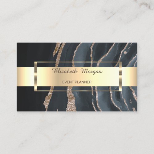 Professional Black Gold Stripe Marble  Business Card