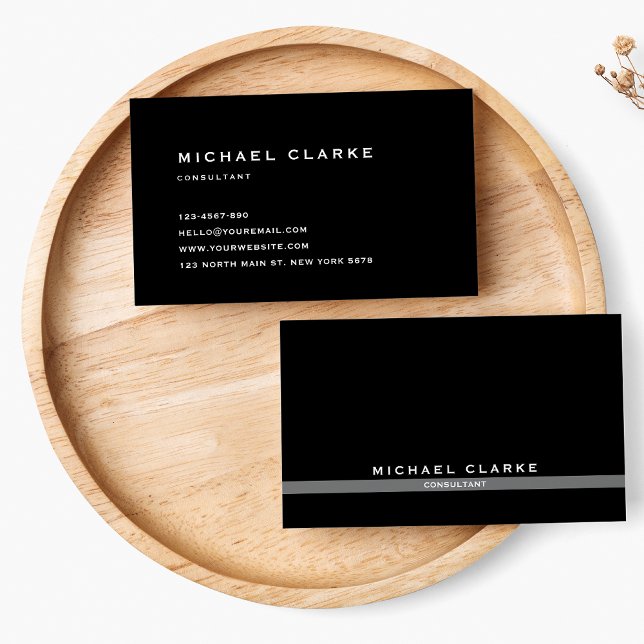 Professional Black Gray and White Simple Business Card (Creator Uploaded)