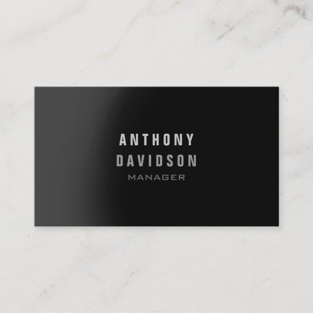 Professional Black Gray Manager Business Card (Front)