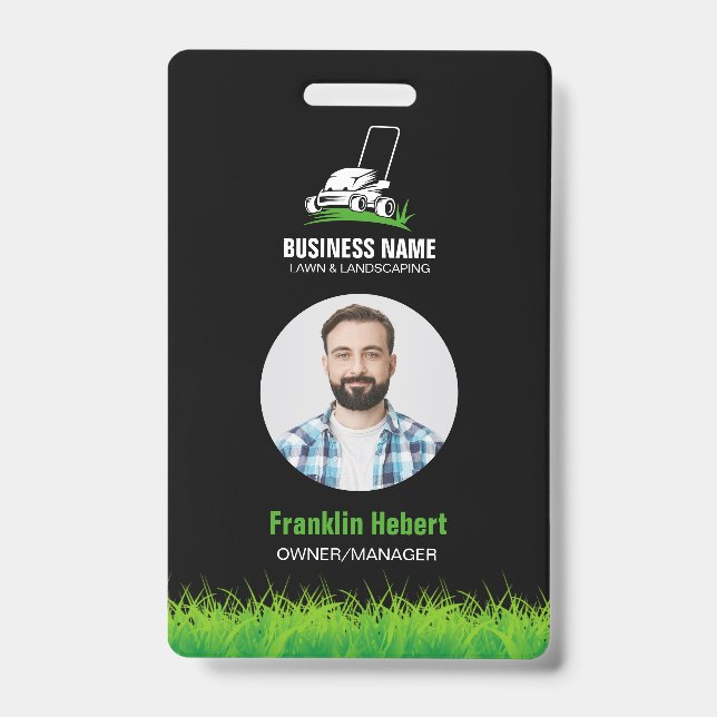 Professional Black Green Lawn Care & Landscaping Badge (Front)