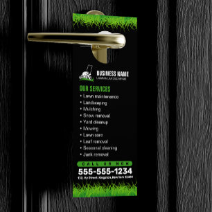 Professional Black Green Lawn Care & Landscaping Door Hanger