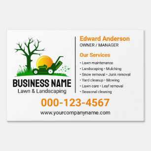 Professional Black Green Lawn Care Landscaping Sign