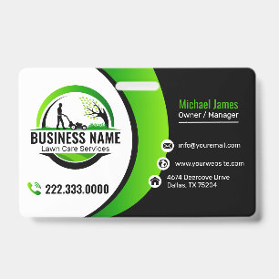 Professional Black Green Lawn Care Service Badge
