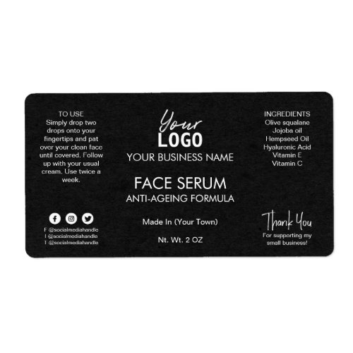 Professional Black Kraft Texture Face Oil Serum Label