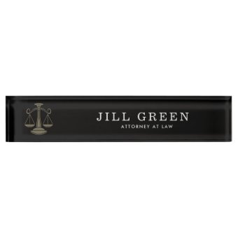 Professional Black Lawyer Attorney Desk Name Plate | Zazzle
