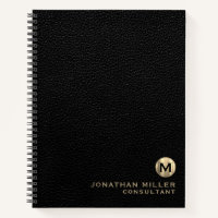 Professional Black Leather Gold Monogram