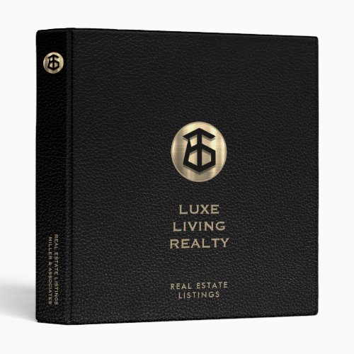 Professional Black Leather Real Estate Binder