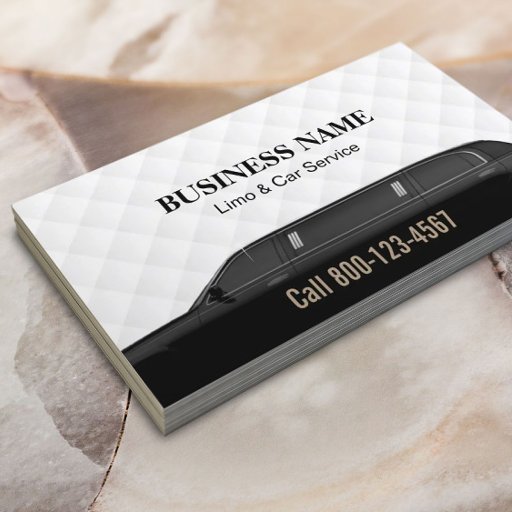 Customizable Professional Black Limousine Limo &amp; Car Service Business Card