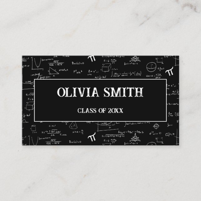 Professional Black Math Formulas Graduate  Business Card (Front)