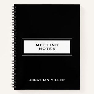 Professional Black Meeting Notes Notebook