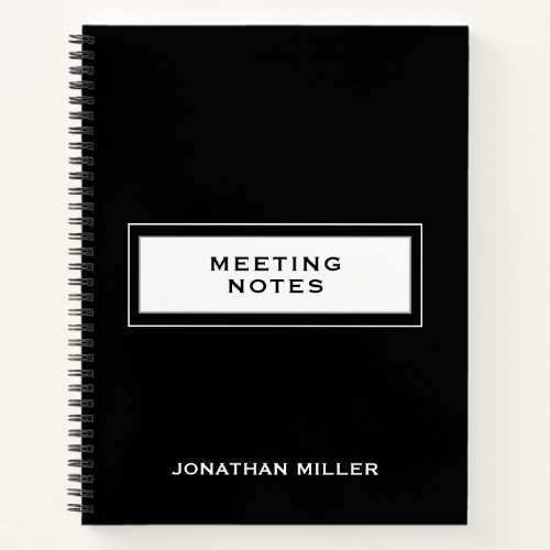 Professional Black Meeting Notes Notebook
