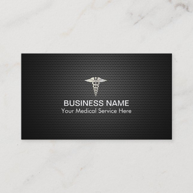Professional Black Metal Medical Billing Business Card (Front)