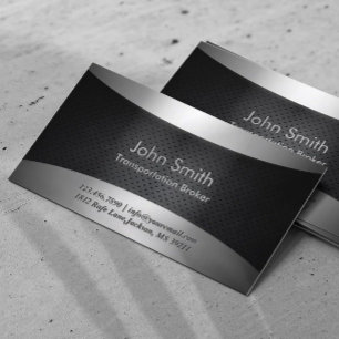 Professional Black Metal Transportation Broker Business Card
