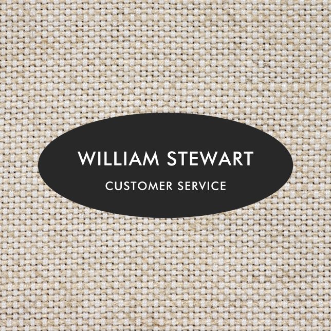Professional Black Minimal Oval Employee Staff Name Tag (Creator Uploaded)