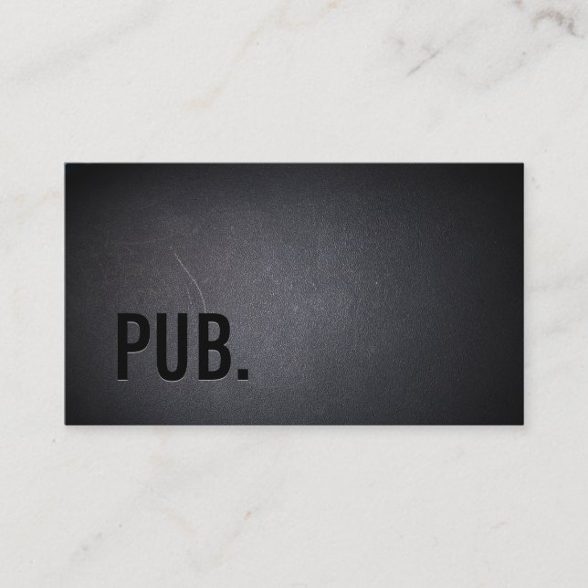 Professional Black Minimalist Pub  Business Card (Front)