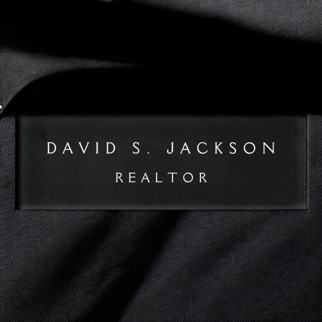 Professional Black Modern Business Name Tag (Creator Uploaded)