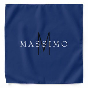 Professional Black Monogram Blue Your Name Bandana