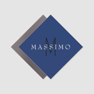 Professional Black Monogram Blue Your Name Car Magnet