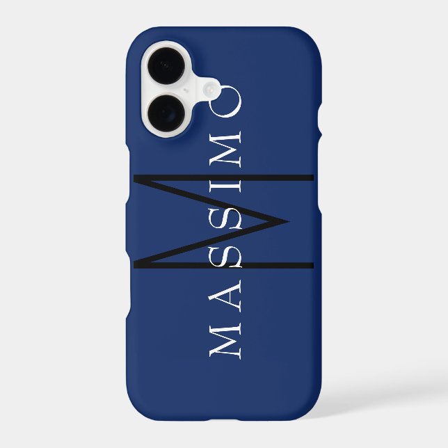 Professional Black Monogram Blue Your Name Iphone Case (Back)