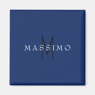 Professional Black Monogram Blue Your Name Magnet