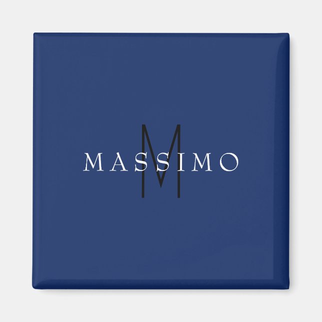 Professional Black Monogram Blue Your Name Magnet (Front)