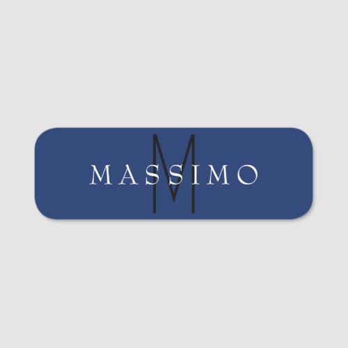 Professional Black Monogram Blue Your Name Tag